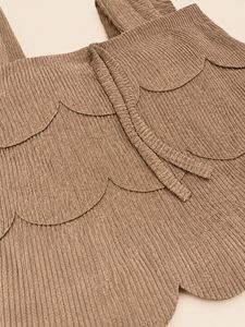 Chic dark Brown Scalloped Padded Crop Top
