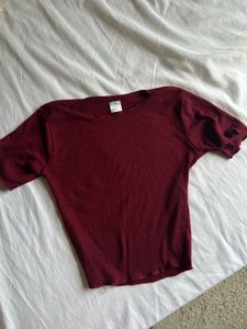 SSS- Maroon Ribbed Short Sleeve Top