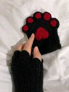 Cute Paw Print Fingerless Gloves