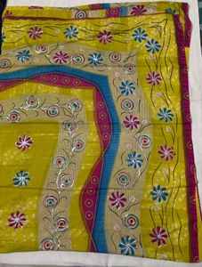 Vibrant Sequin Floral Saree with Blouse