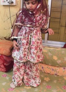 white and pink girls ethnic set