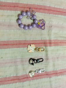 Charming Purple Beaded Hair Tie with Cute Mouse Ch