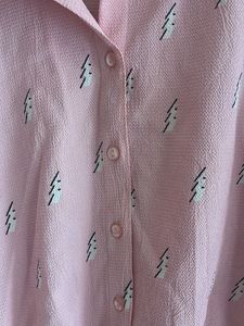 Pink Lightning Bolt Button-Up Top