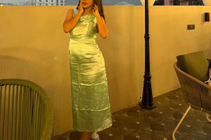 Elegant Satin Cowl Neck Midi Dress