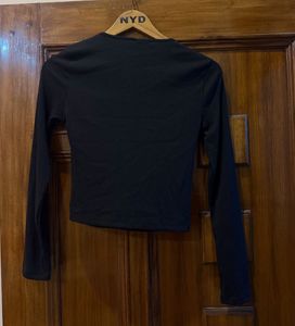 Black Cut-out Long Sleeve Top