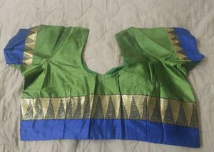 Green Silk Sari with matching stitched Blouse