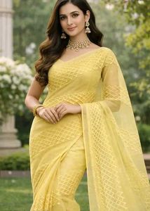Light Green Embroidered Saree