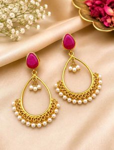 Elegant Gold Pearl Hoop Earrings