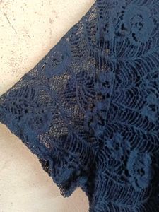Trendy Women's Lace Top Layered Navy Blue