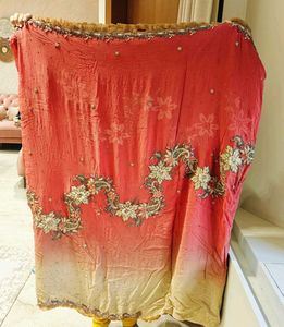 Chiffon saree with handcrafted design