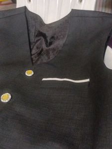 Men's Black Ethnic Waistcoat