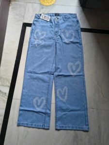 Shein Heart Print Blue Jeans | Size 30