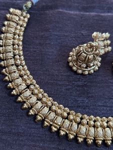 Golden Necklace and Earring Set