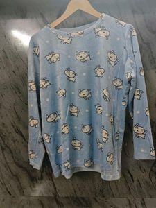 Cute Blue Cartoon Long Sleeve T-Shirt