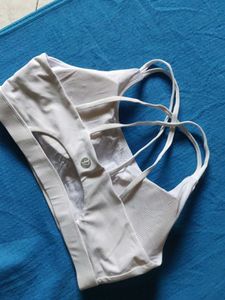 Running girl White Sports Bra