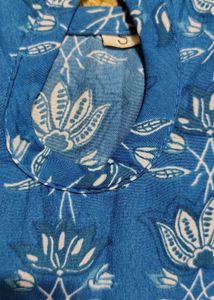 Blue Floral Print Kurta