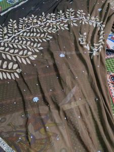 Brown Saree with Tree Motif