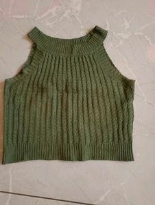 Green helter neck Knit Top