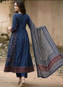 Elegant Blue Printed Kurta Set
