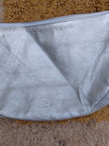 Stylish Silver Leather Hobo Bag