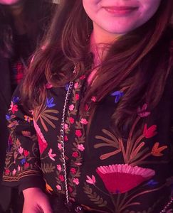 aari work Embroidered black kurta jacket