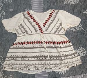 Boho Style Embroidered V-Neck Tunic