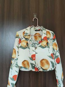 Cute Fruit Print Cropped Shirt
