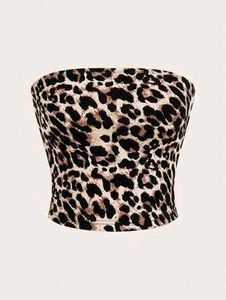 Leopard Print Strapless Top