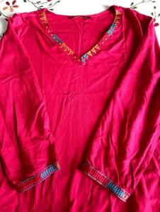 Vibrant Pink Embroidered Kurta