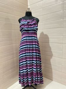 Striped Maxi Dress with Ruffle Detail