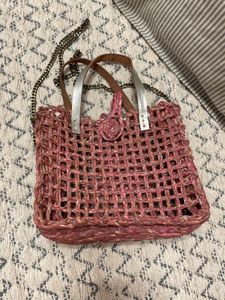 Chic Woven Handbag with Chain Strap