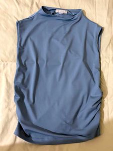 Women's Blue Ruched Sleeveless Top
