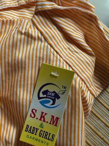 Orange Striped Button-Up Top