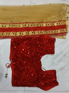 Net Lehenga Choli With Dupatta Set❤️(Red &amp; Golden)