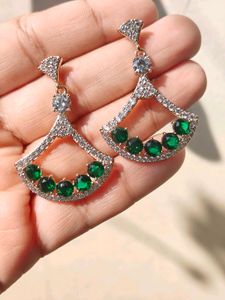 Emerald Green Fan Earrings