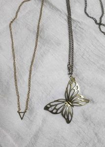 Butterfly & Triangle Pendant Necklaces