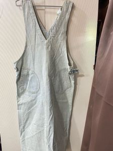 Light Wash Denim Pinafore Dress