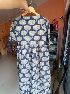 Blue Tree Print Kurta