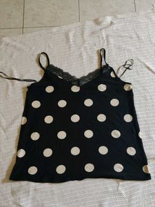 Polka Dot Cami with Lace Trim