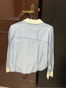 Mango Cropped Shirt with Contrast Collar