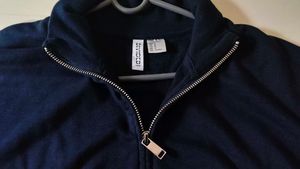 Navy Blue Cropped Zip-Up Jacket