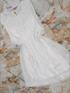 White Lace Detail Summer Dress