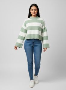 Striped Knit Pullover Sweater