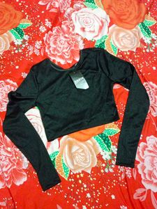 Shein Black Long Sleeve Crop Top