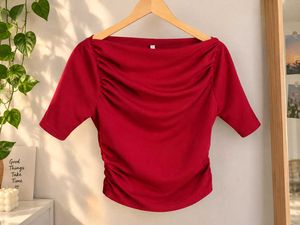 Chic Ruched Red Top