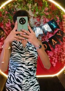 Zebra Print Button-Down Top