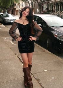 Elegant Black Sheer Sleeve Dress