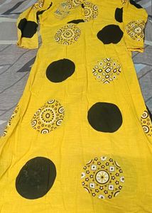 Elegant Yellow Printed Kurta 'M' Size