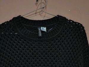 Chic Black Crochet Knit Sweater