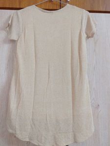 Sparkly Beige Tunic with Lace Detail